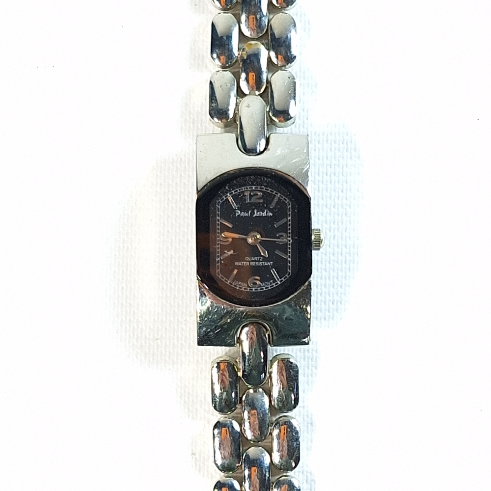 Paul Jardin Steel Black Metal Bracelet Ladies Wrist Watch, New Battery